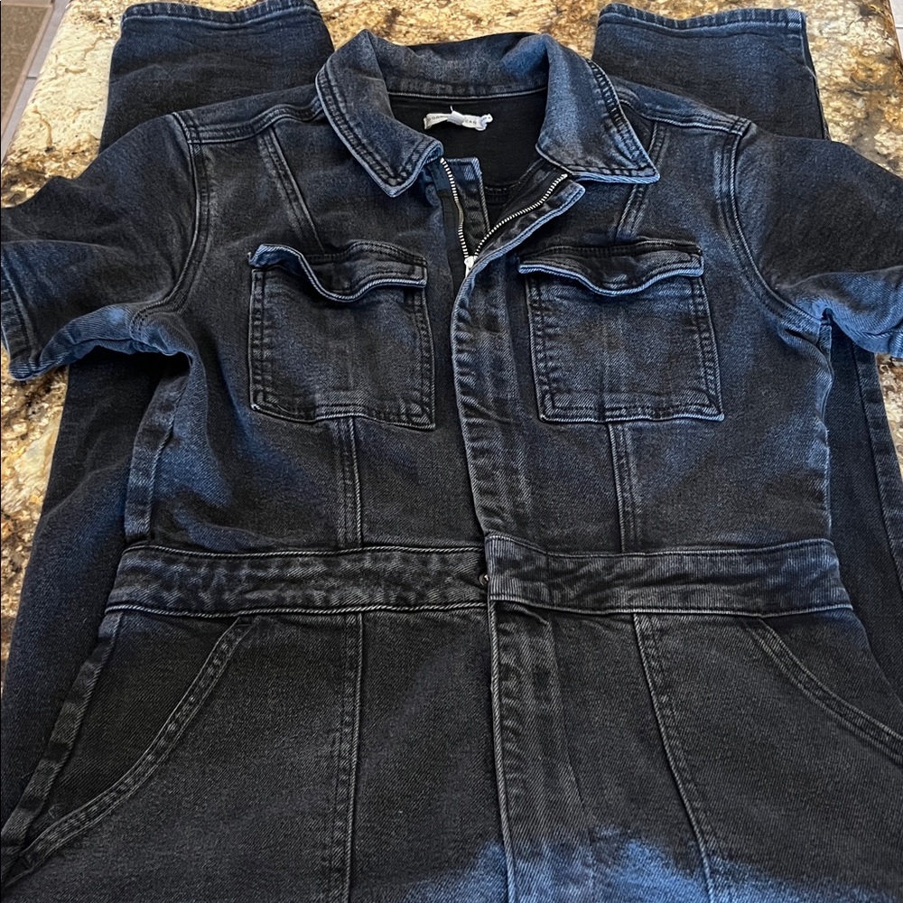 Good American Black Denim Jumpsuit